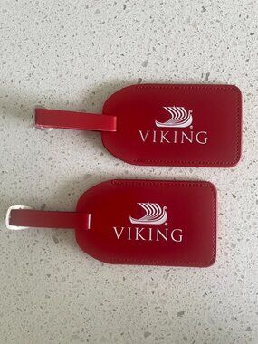 2 NEW Viking Cruise Luggage Red Leather ID Suitcase Holiday Gift